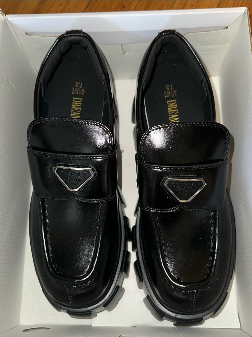 DREAM PARIS - Black Patent Platform Loafers
